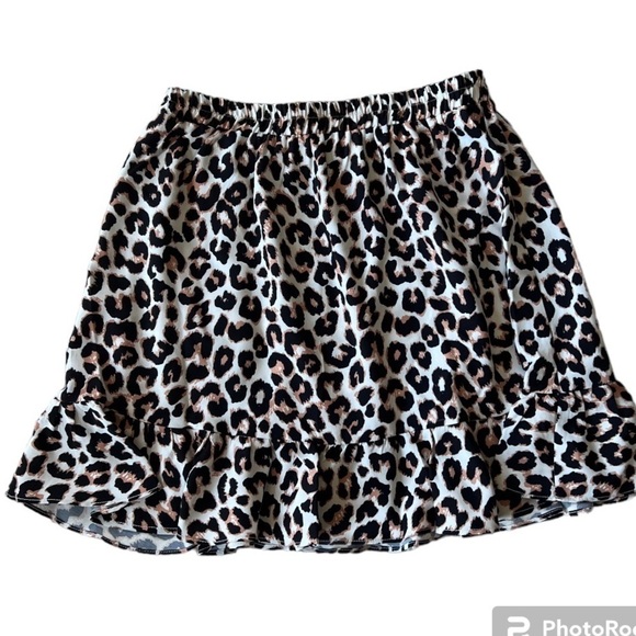 Princess Polly elastic waist animal print leopard ruffle mini skirt size 4 - Picture 2 of 6